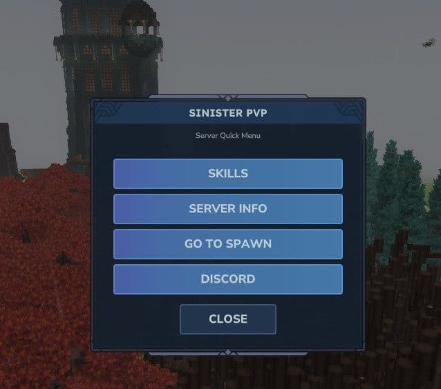 Server quick menu